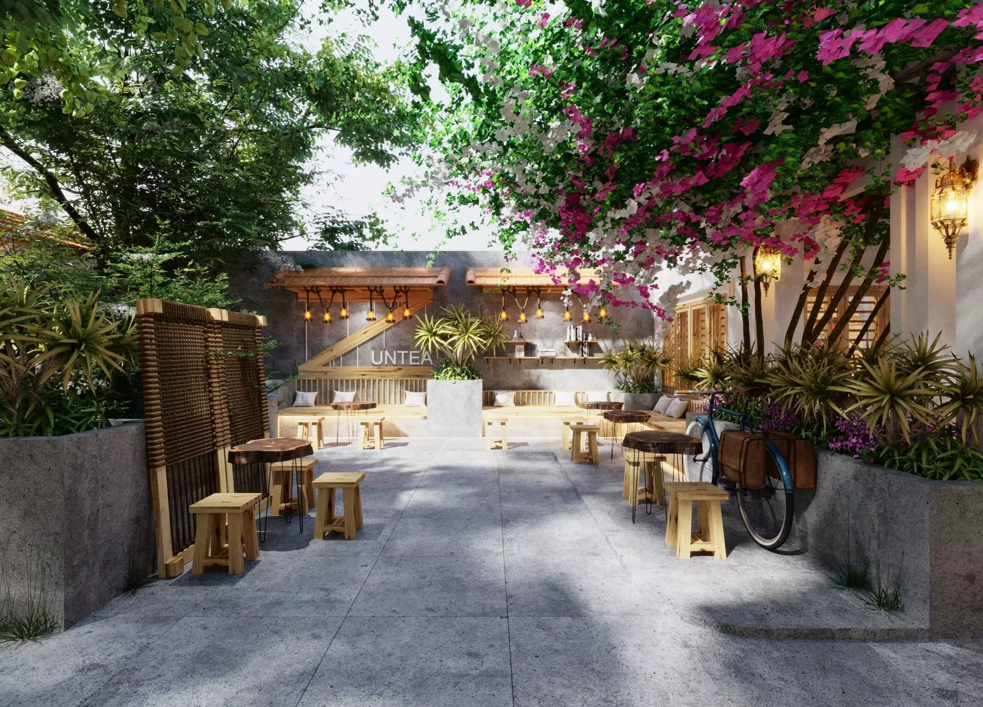 Retro style artistic courtyard 3D model_4