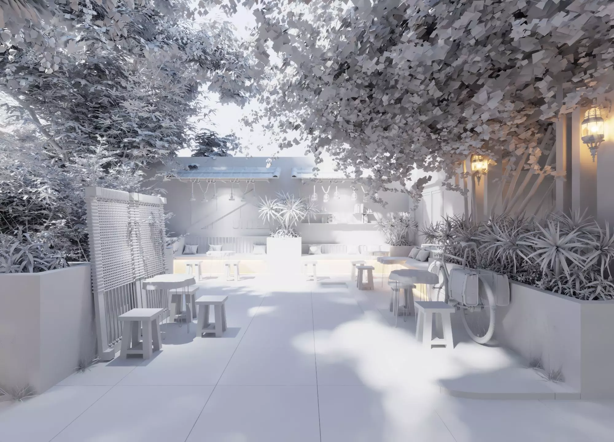 Retro style artistic courtyard 3D model_5