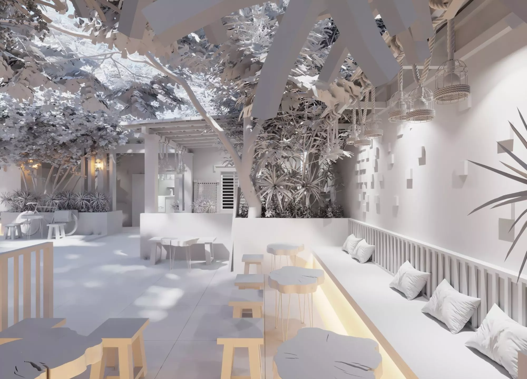 Retro style artistic courtyard 3D model_3