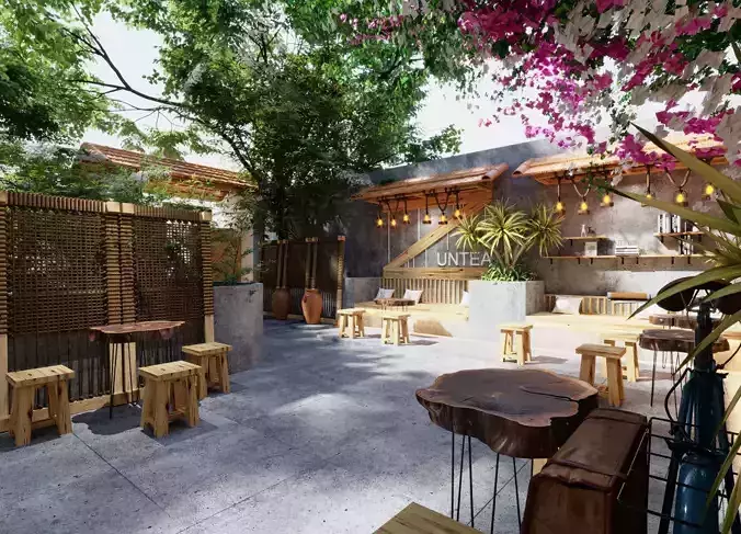 Retro style  artistic courtyard