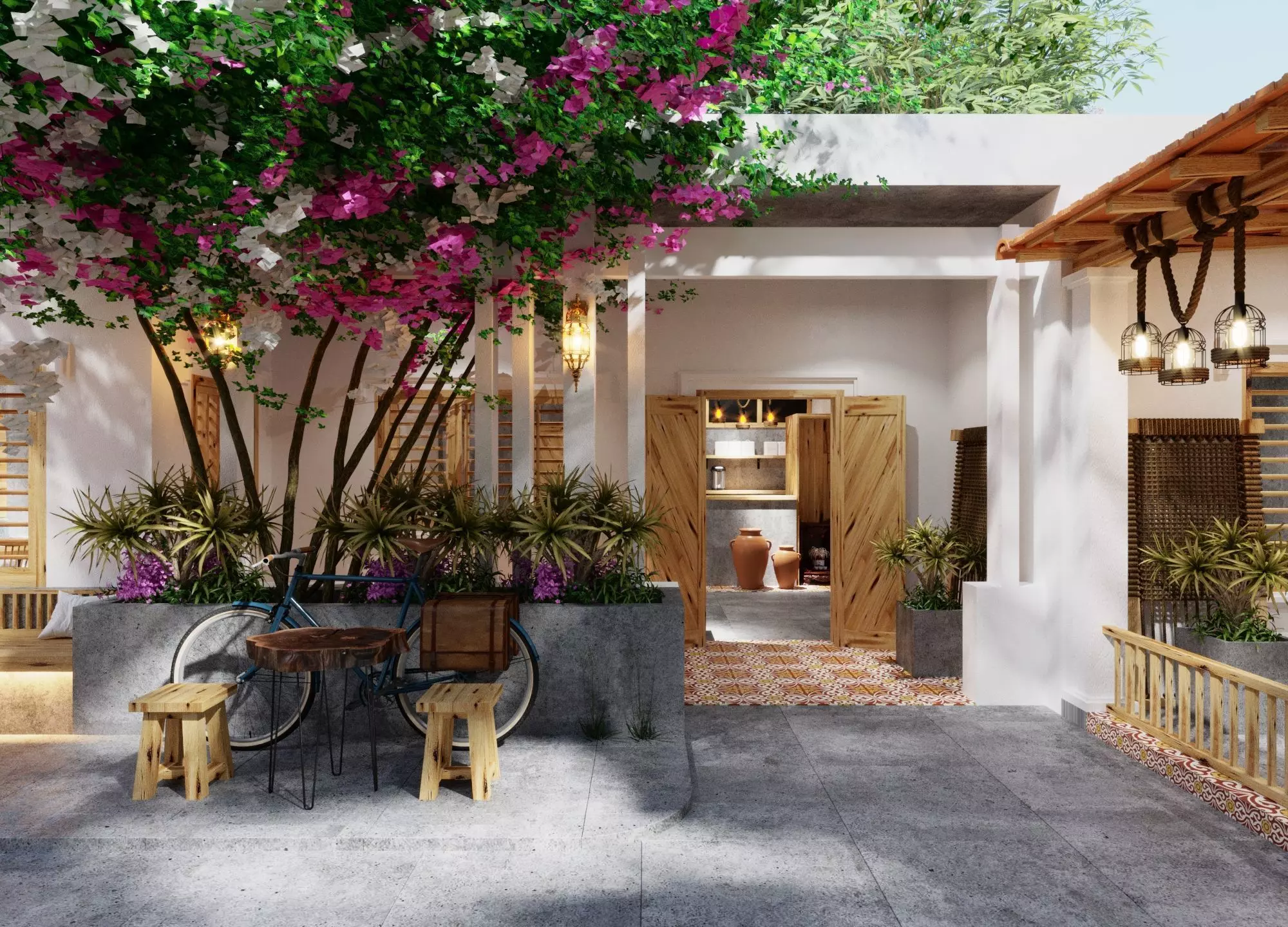 Retro style artistic courtyard 3D model_8