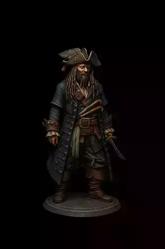 Pirate Captain STL File Highly Detailed 3D Printable Figure 