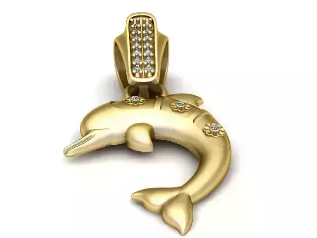Diamond Dolphin Curve Pendant