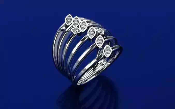 Ring Delicate Leaves - Jewelry 3D - AN-39 3D print model