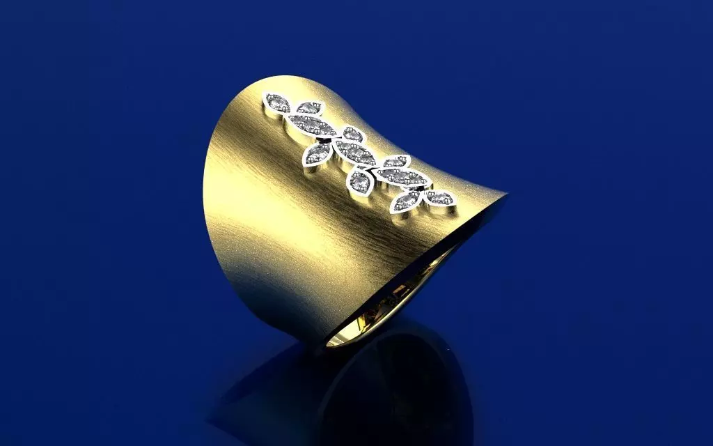 Ring Delicate Leaves - Jewelry 3D - AN-37 3D print model_0