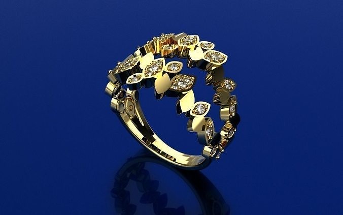 Ring Delicate Leaves - Jewelry 3D - AN-43 3D print model