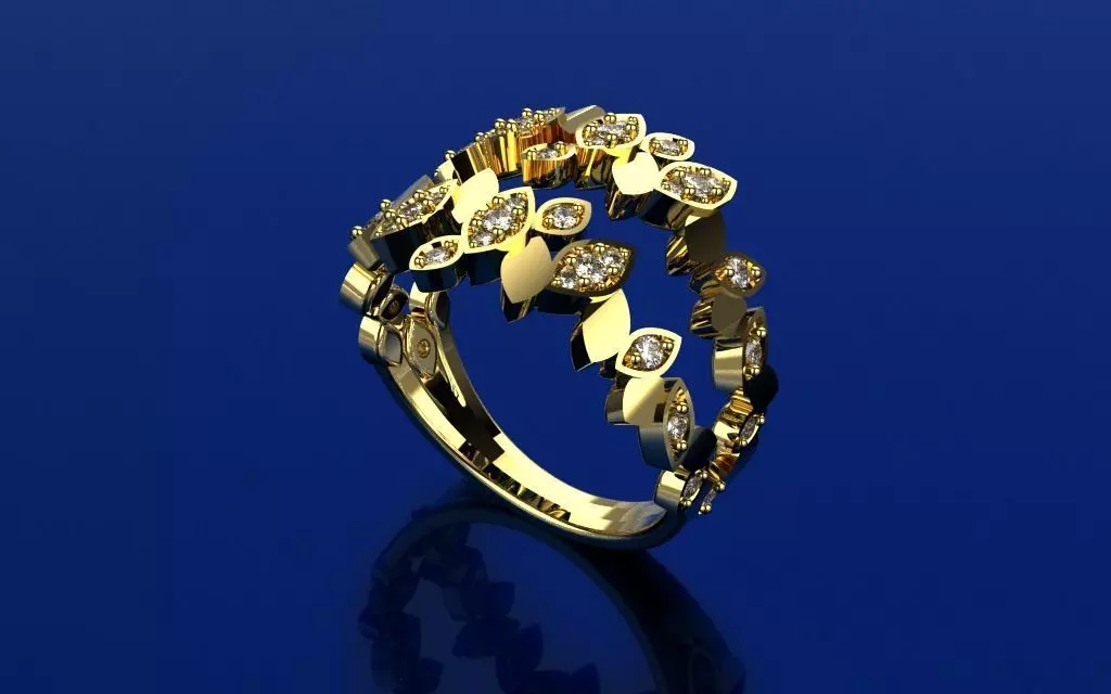 Ring Delicate Leaves - Jewelry 3D - AN-43 3D print model_0