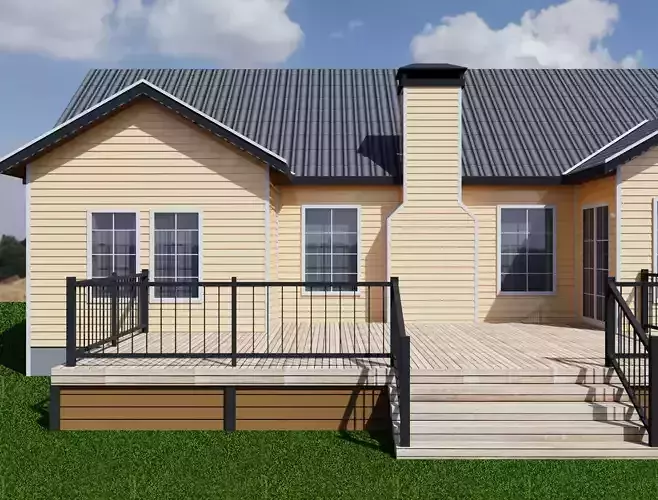 Low Poly Suburban Exterior House Game Ready 3D Model