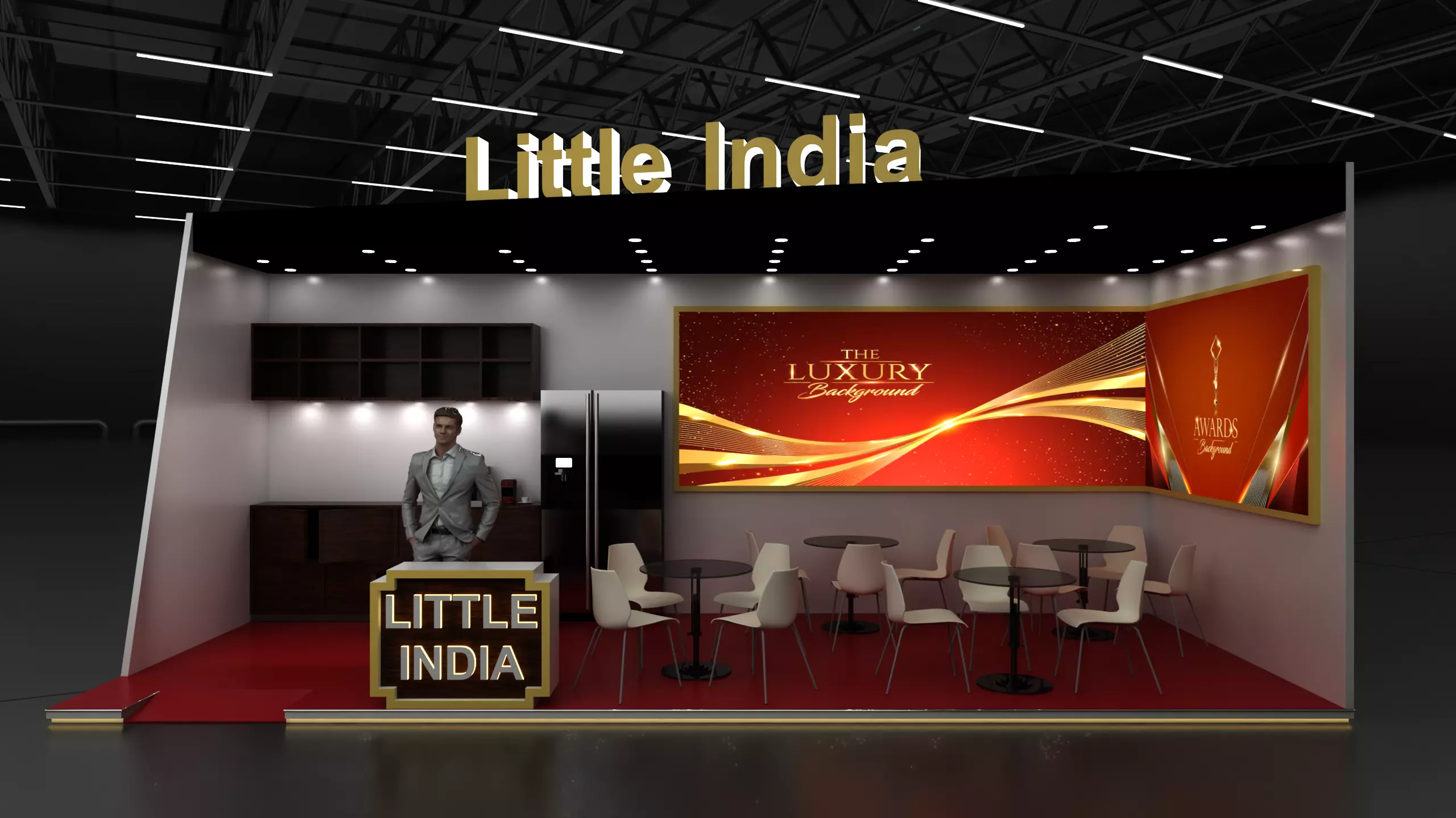 Luxury Little India 3 Side Wall 3x8 Exhibition Booth Free 3D model