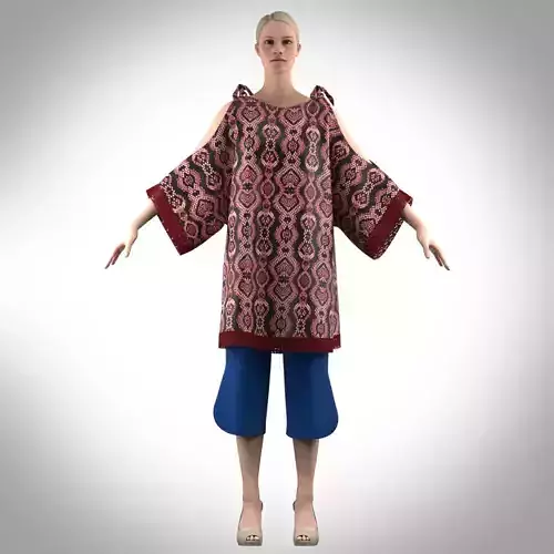 3d Model Womens brunch Dress 3d clothing Rigged Model