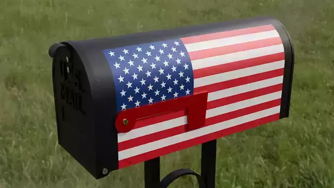 Painted Mailbox with US Flags