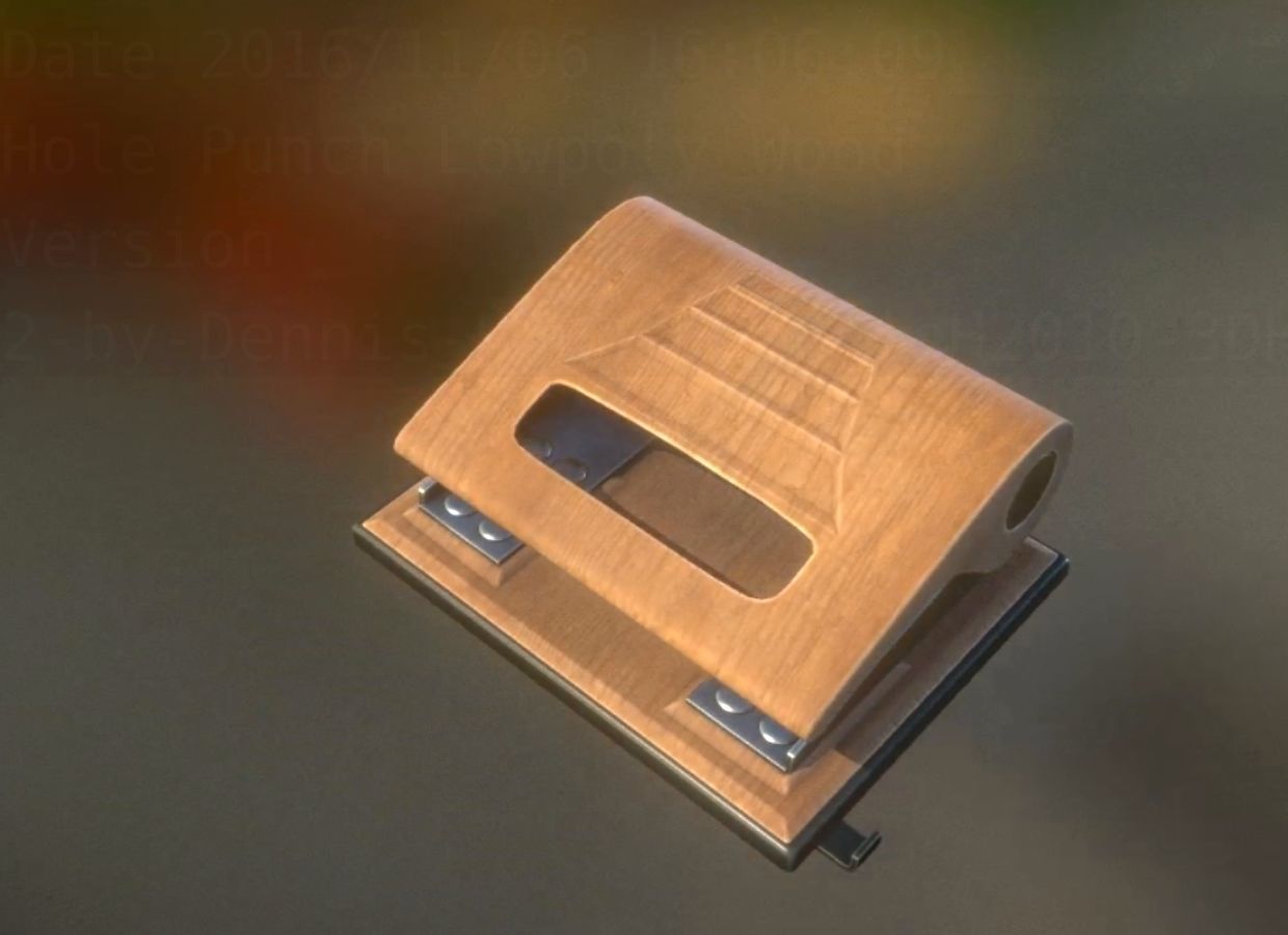 Hole Punch Wood Version 2 Rigged And Animated - Gameready - PBR Low-poly 3D model_6