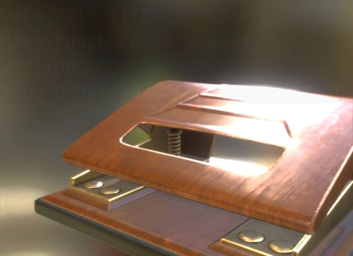 Hole Punch Wood Version 1 Rigged And Animated - Gameready - PBR Low-poly 3D model_27