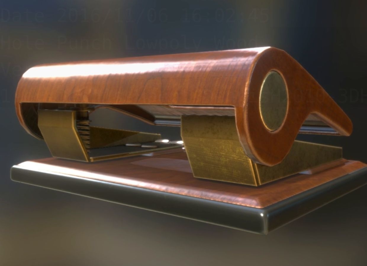 Hole Punch Wood Version 1 Rigged And Animated - Gameready - PBR Low-poly 3D model_5