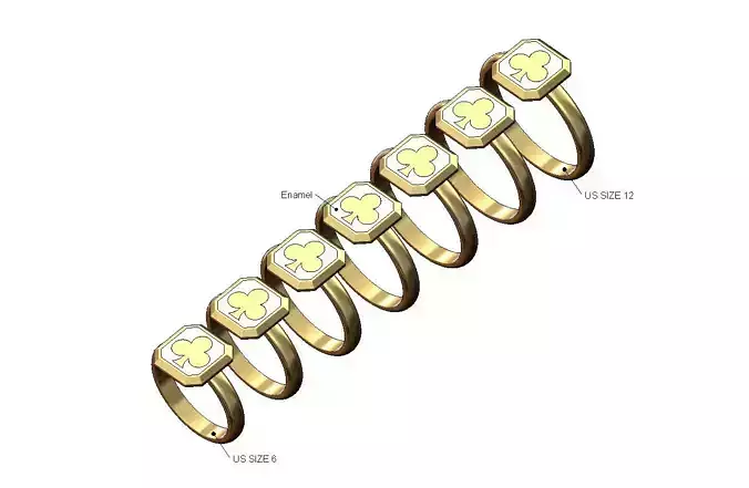 Poker clubs square emrald shaped ring US sizes 6to12