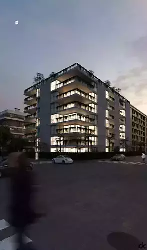Residence Project Corona Exterior Scene Low-poly 3D model 3