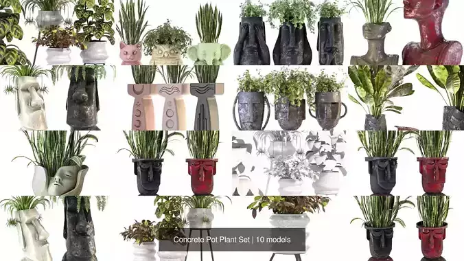 Concrete Pot Plant Set