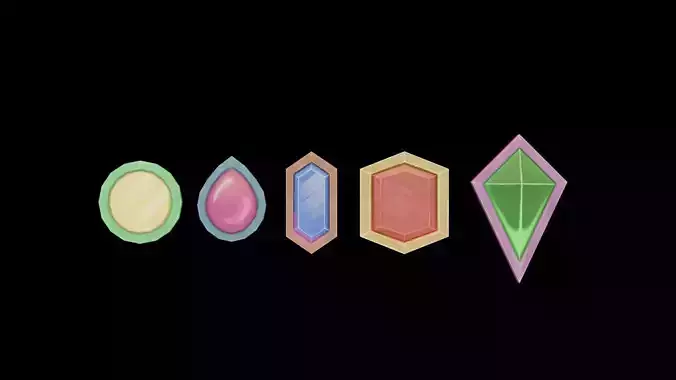 Stylized Gemstone Pack  5 Unique Shapes