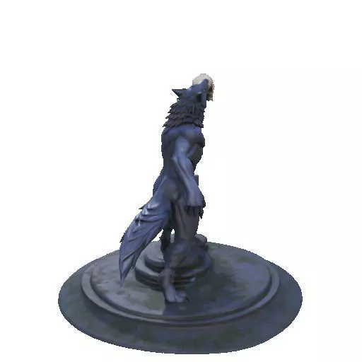 2905  COLOR Werewolf Howling  with Skull  3D Model 3D print model_16