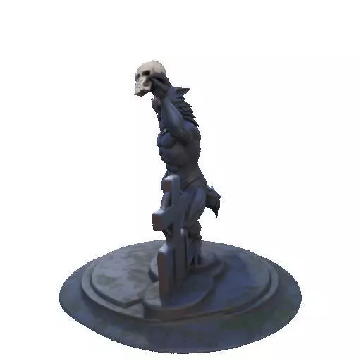 2905  COLOR Werewolf Howling  with Skull  3D Model 3D print model_31