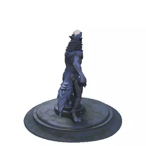 2905  COLOR Werewolf Howling  with Skull  3D Model 3D print model_17