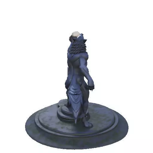 2905  COLOR Werewolf Howling  with Skull  3D Model 3D print model_18