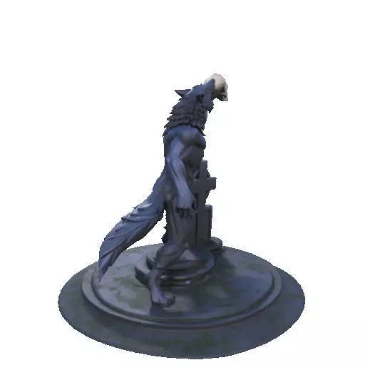 2905  COLOR Werewolf Howling  with Skull  3D Model 3D print model_15