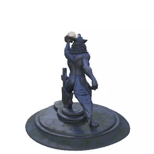 2905  COLOR Werewolf Howling  with Skull  3D Model 3D print model_19