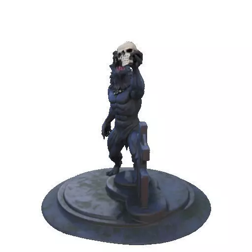 2905  COLOR Werewolf Howling  with Skull  3D Model 3D print model_33