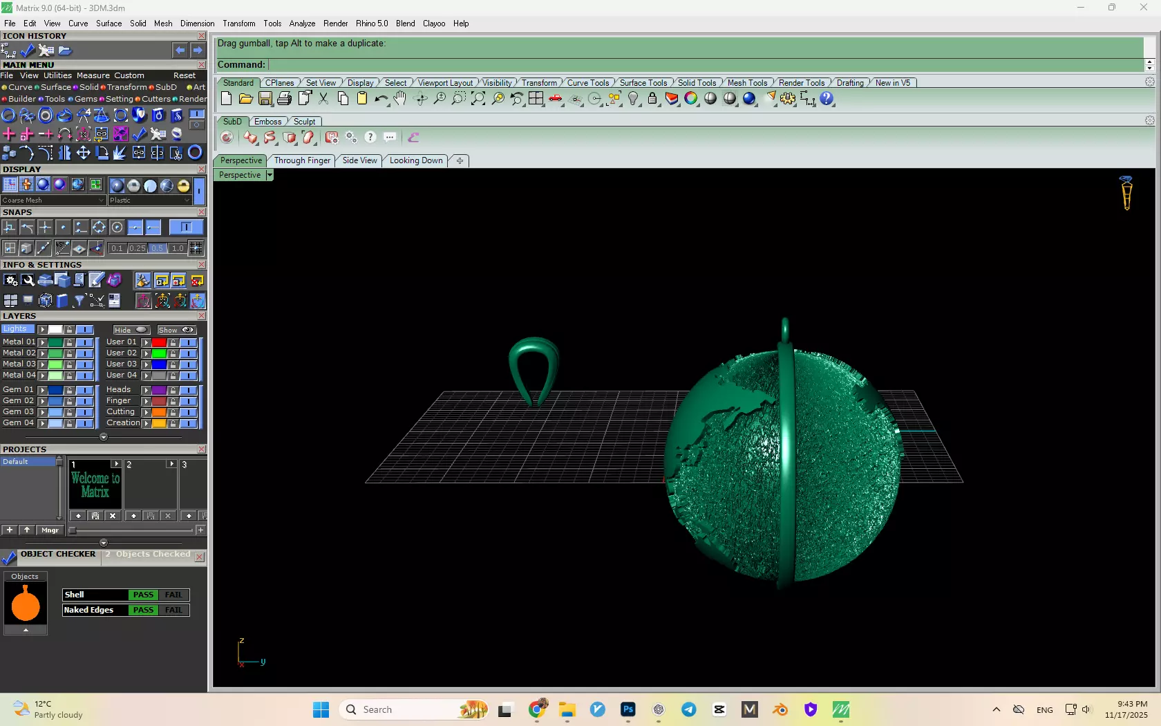 Earth Pendant Model 3D print model_15