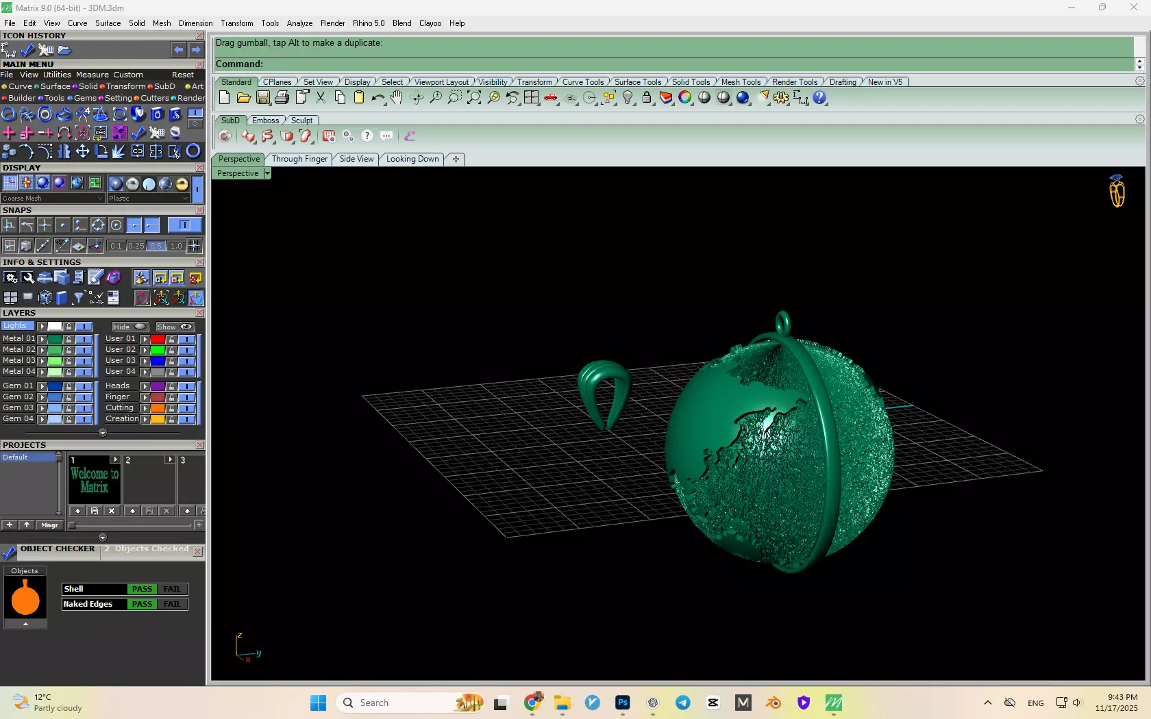 Earth Pendant Model 3D print model_14
