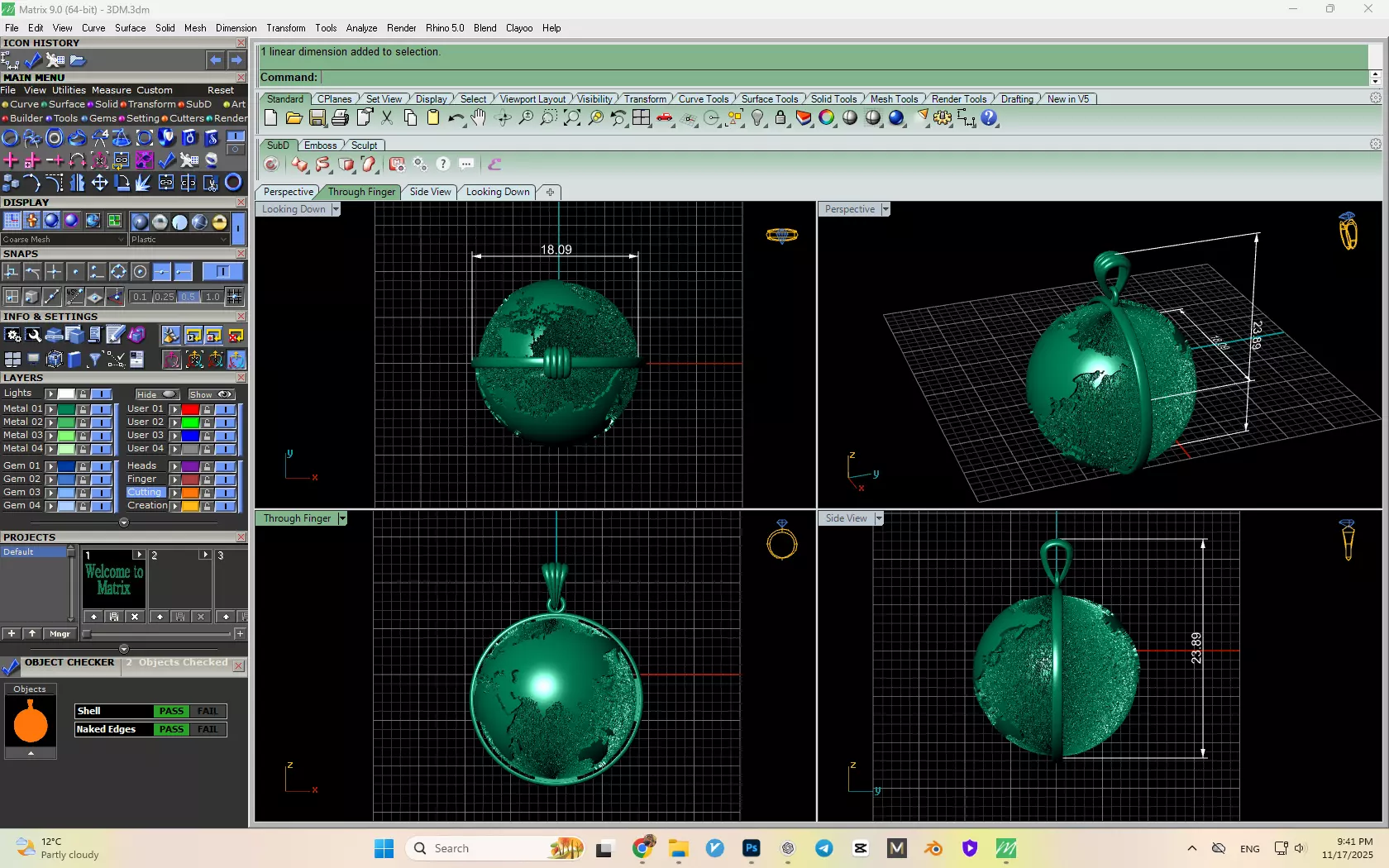 Earth Pendant Model 3D print model_10