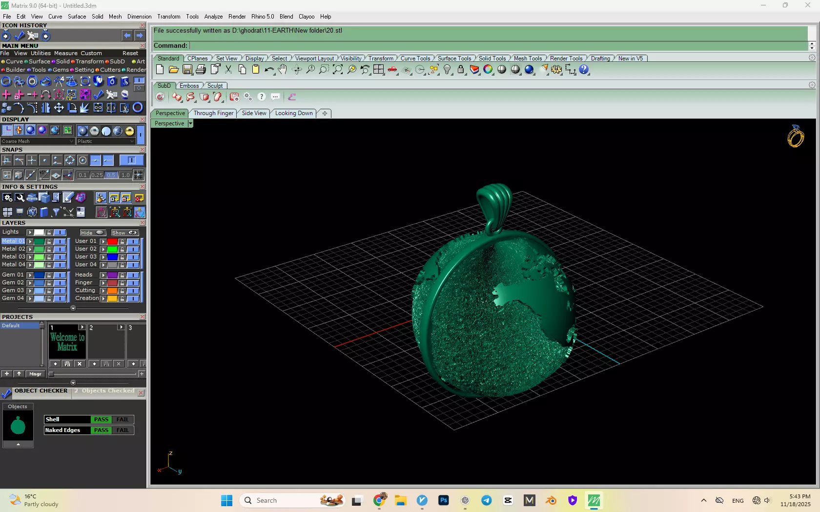 Earth Pendant Model 3D print model_18