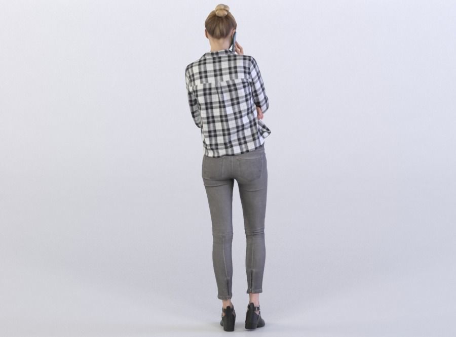 Janna 0397 Woman talking on a phone, one arm folded 3D model_2