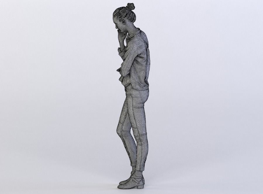Janna 0397 Woman talking on a phone, one arm folded 3D model_5