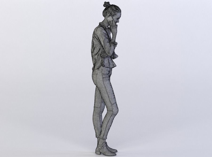 Janna 0397 Woman talking on a phone, one arm folded 3D model_7