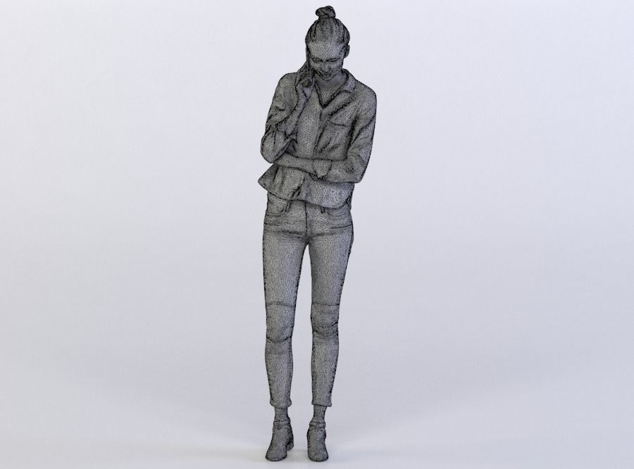Janna 0397 Woman talking on a phone, one arm folded 3D model_4