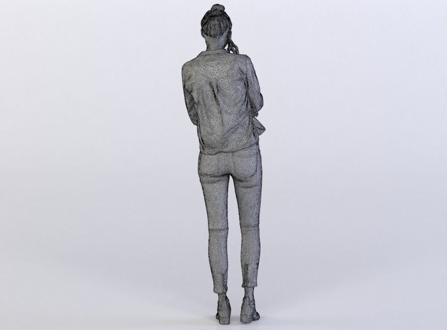 Janna 0397 Woman talking on a phone, one arm folded 3D model_6