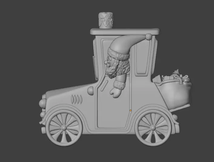 Santa in the car Christmas ornament 3D print model