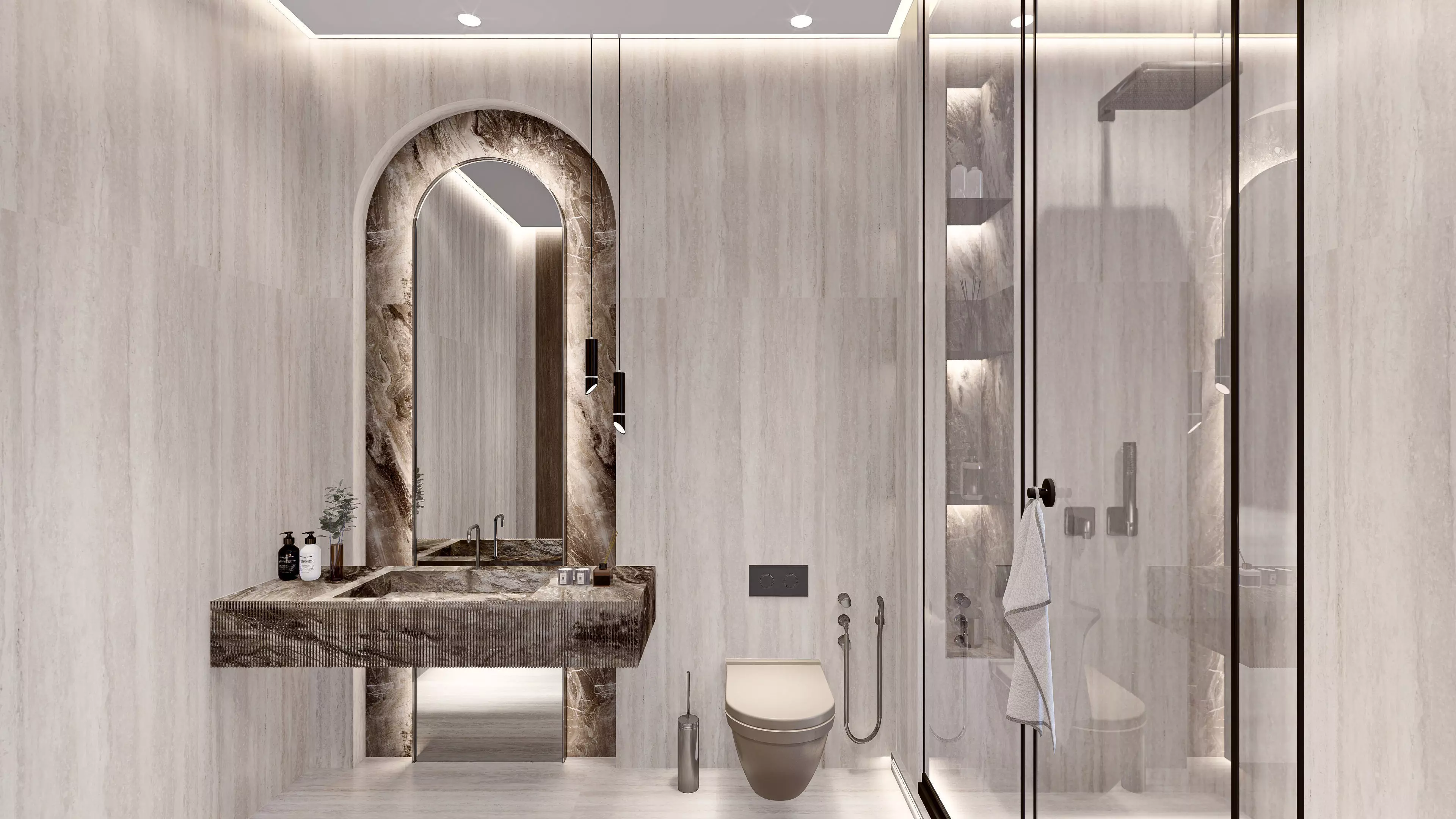 Modern bathroom design 3D model_0