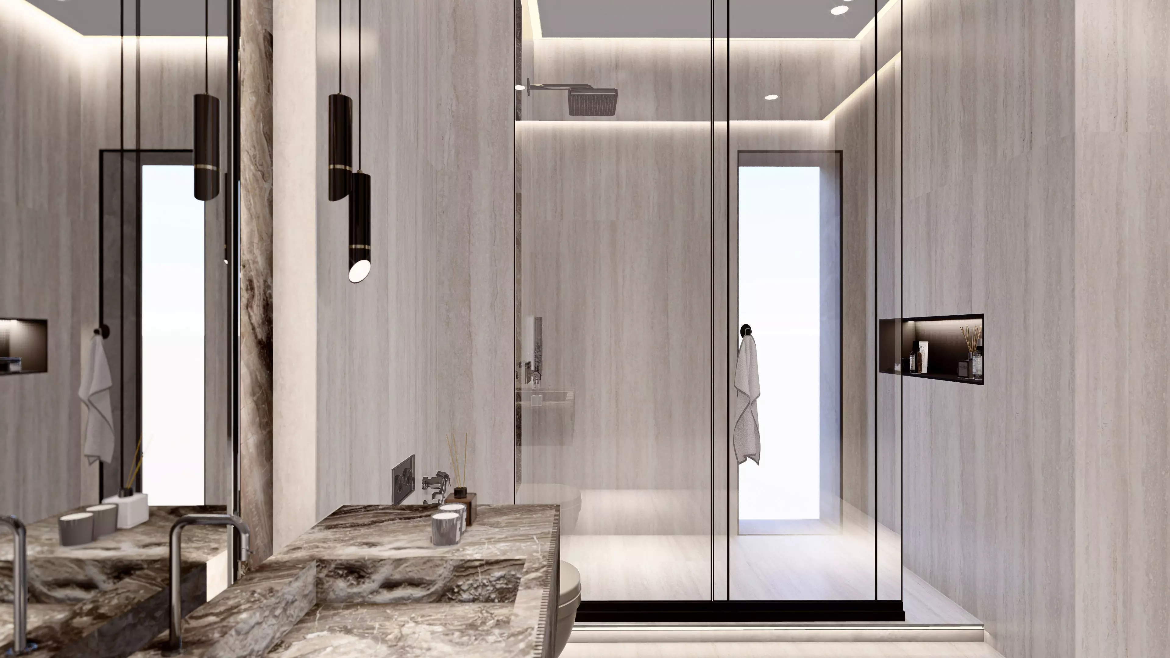 Modern bathroom design 3D model_1