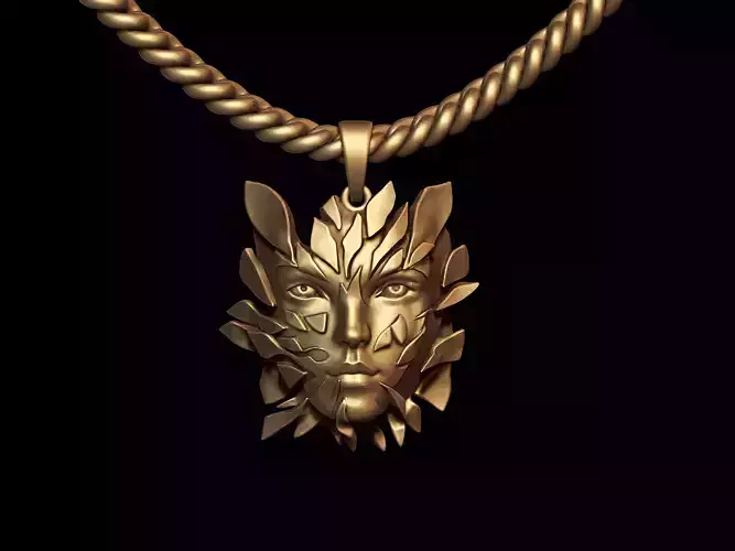 Golden Shattered Face Pendant