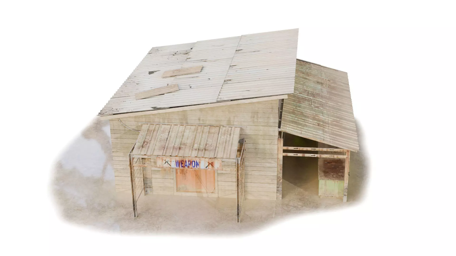 Abandoned building shop old house Low-poly 3D model_4