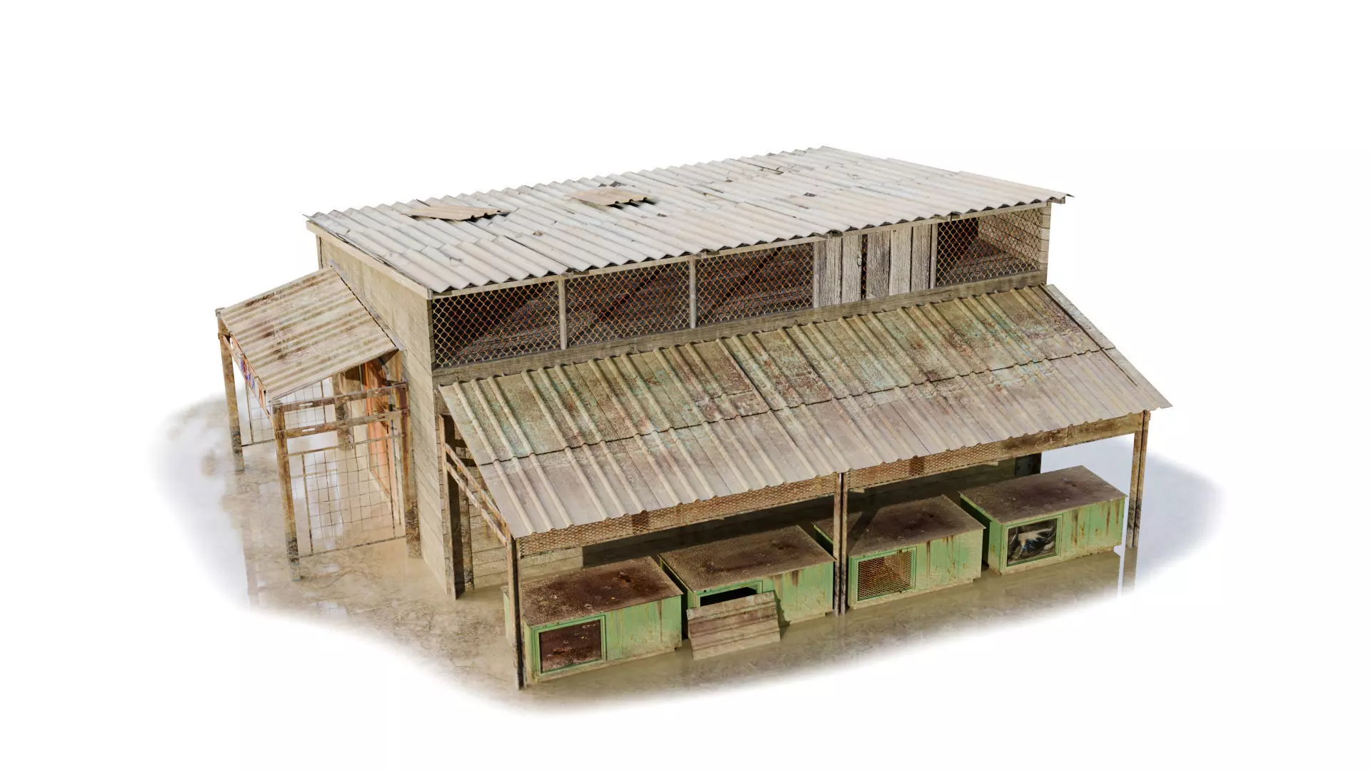 Abandoned building shop old house Low-poly 3D model_0