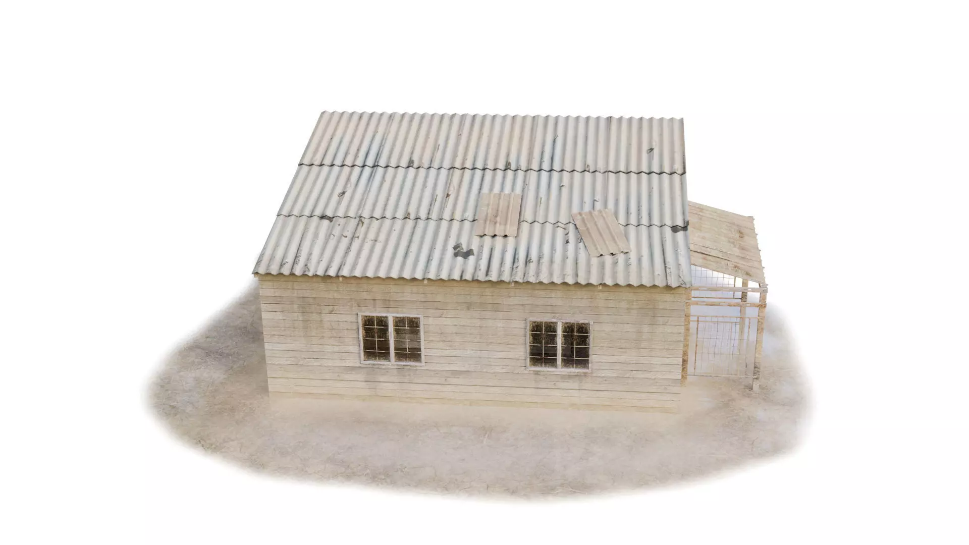 Abandoned building shop old house Low-poly 3D model_3