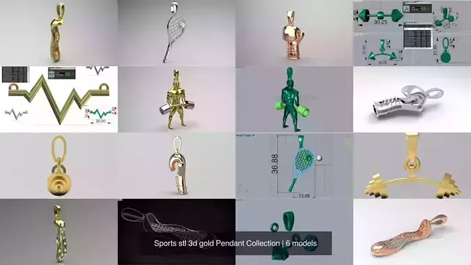 Sports stl 3d gold Pendant Collection