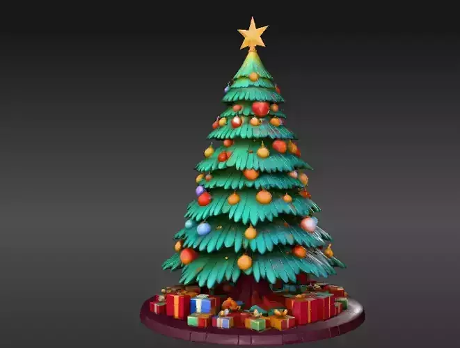 Stylized Christmas Tree Low Poly Holiday Decor
