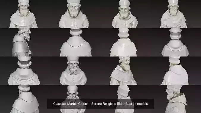 Classical Marble Clerics - Serene Religious Elder Bust