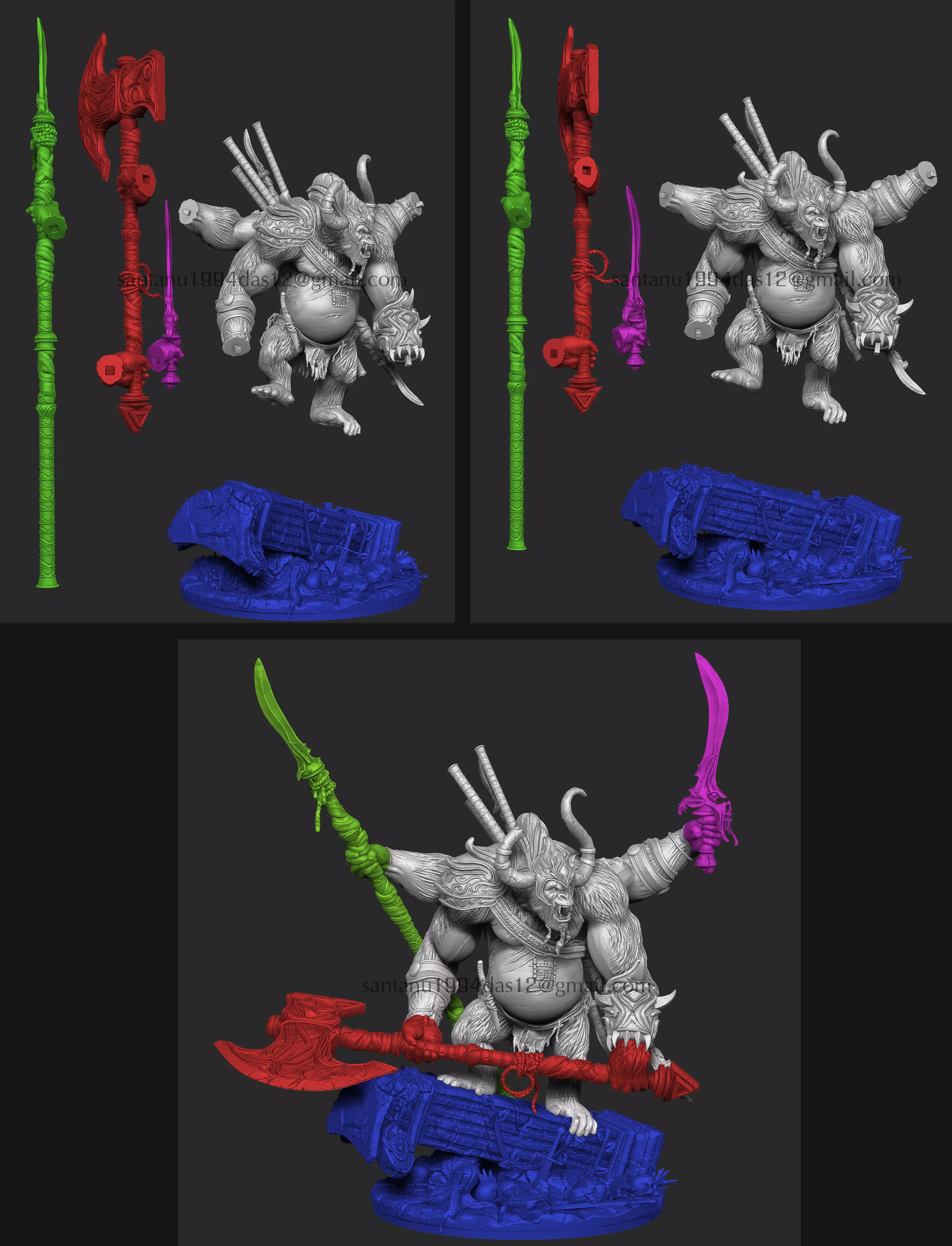 Monkey Warrior 3d Print STL 3D print model_19