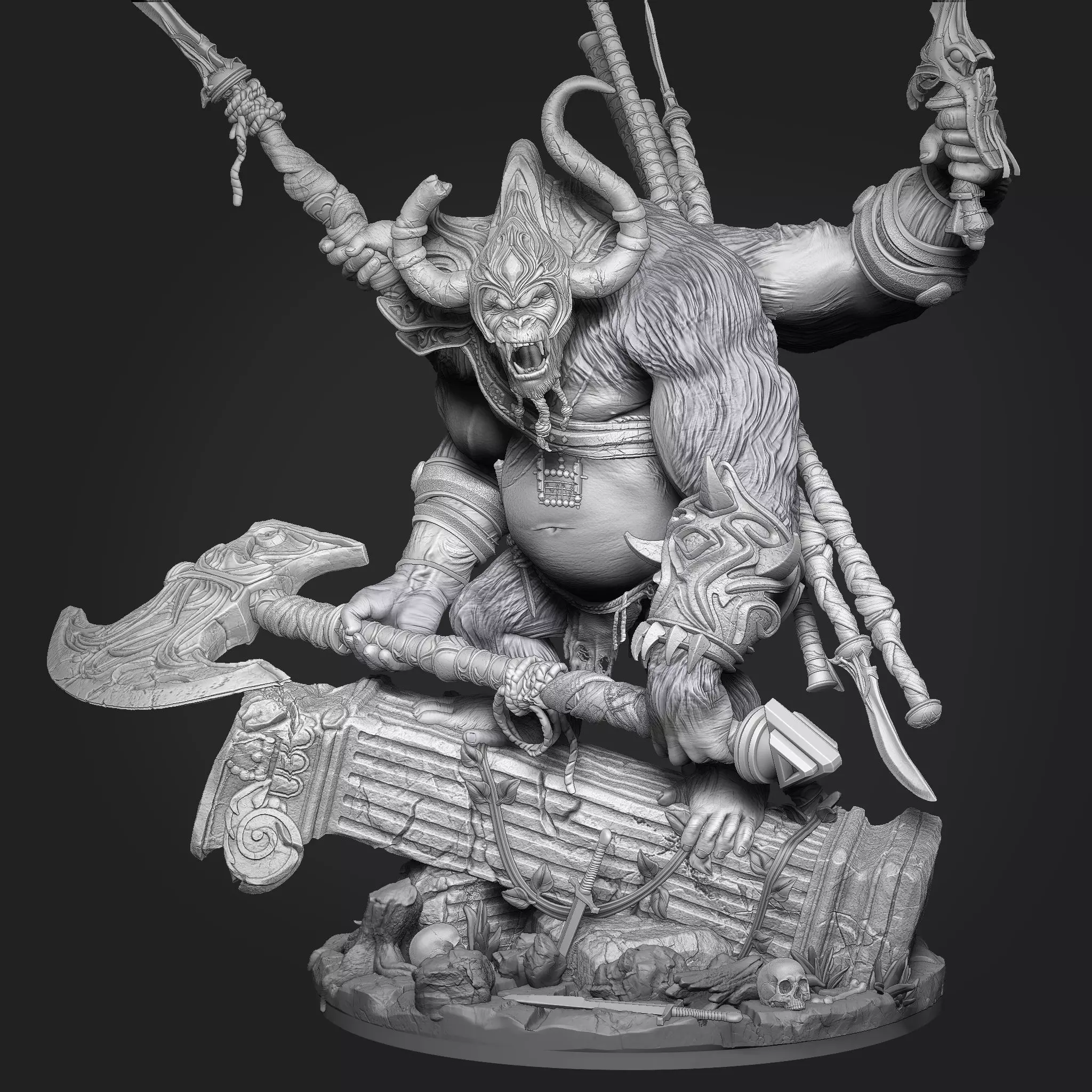 Monkey Warrior 3d Print STL 3D print model_10